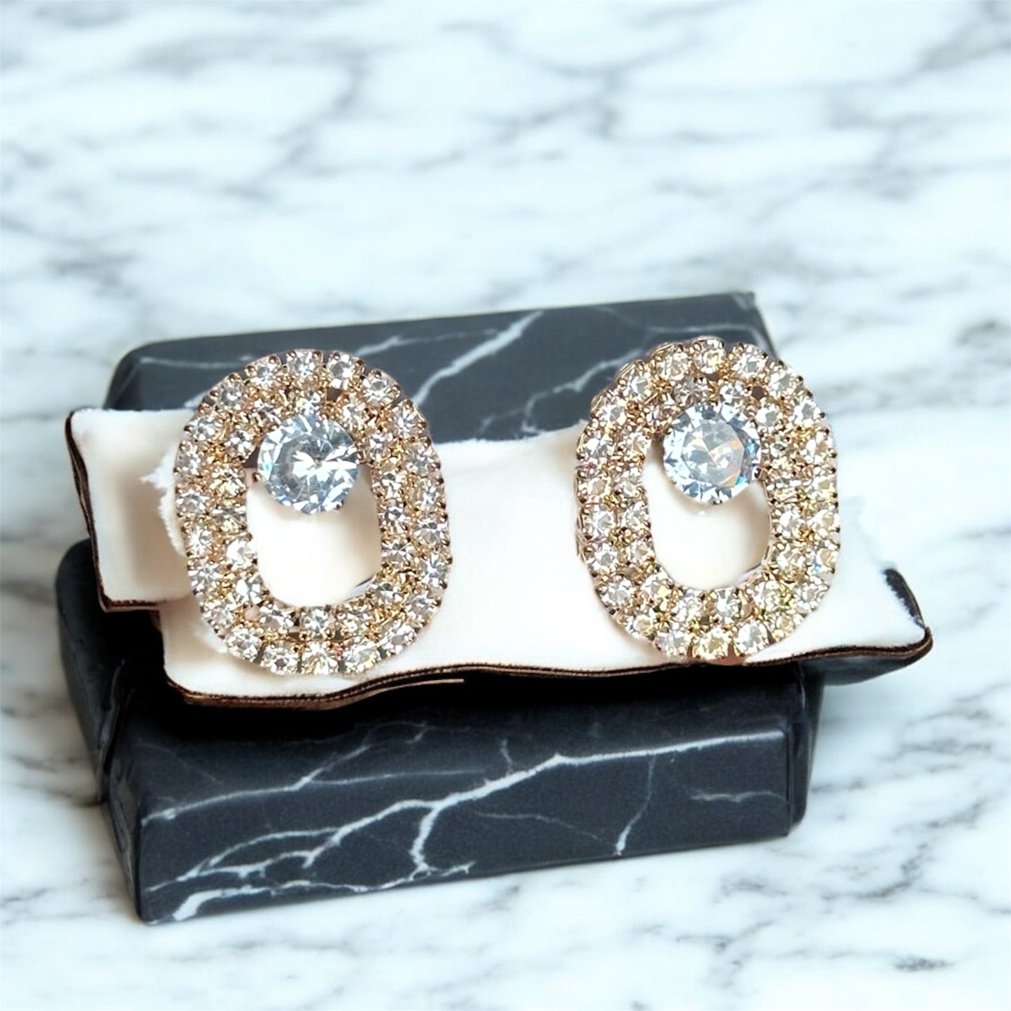 Luxury Oval Crystal Stud Earrings