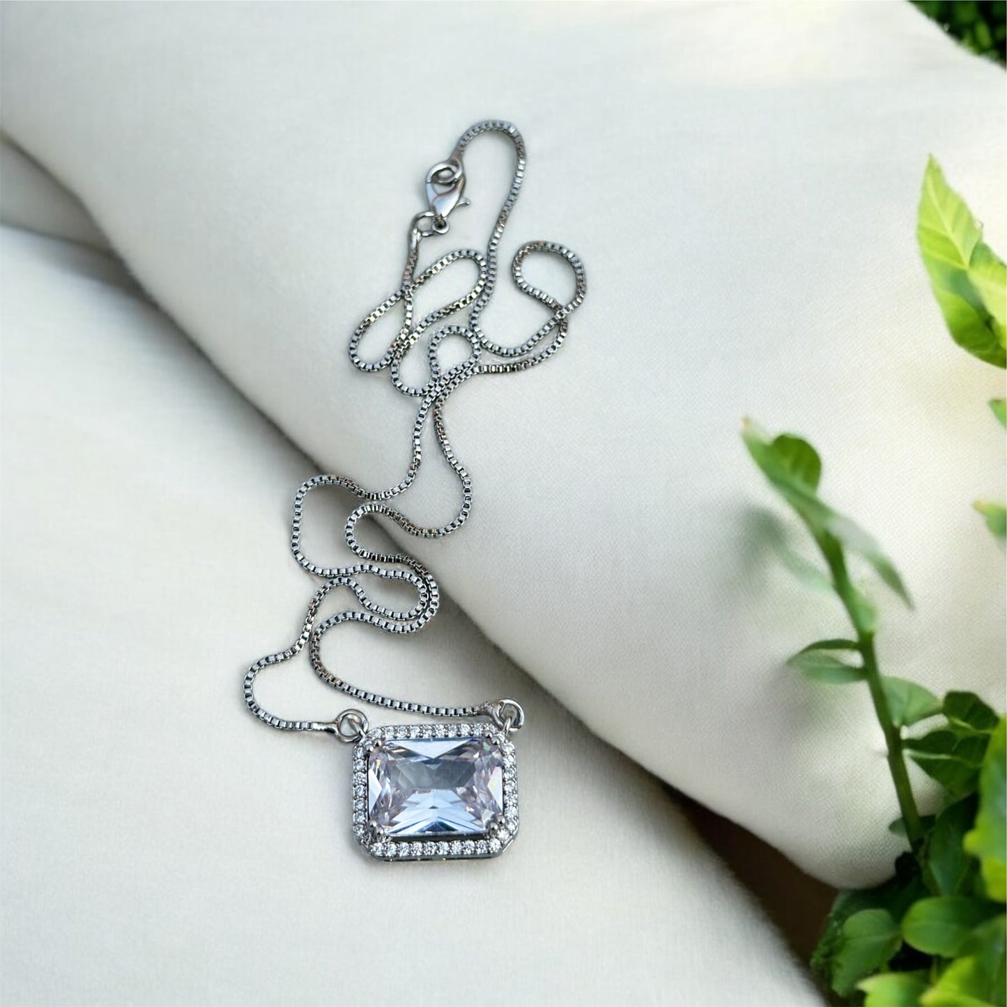 Radiant Emerald Pendant Necklace