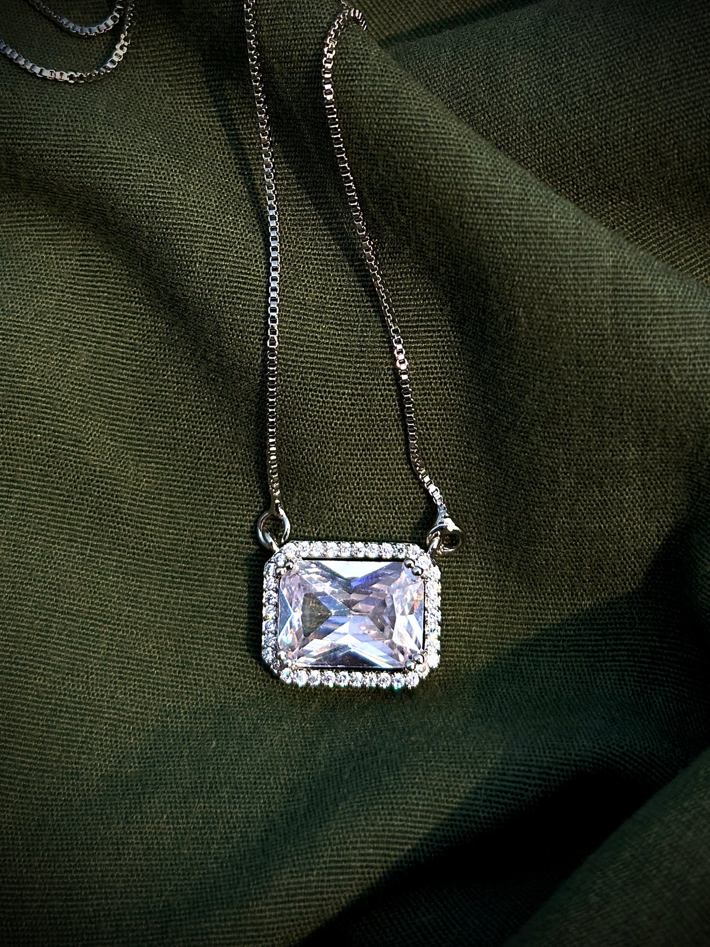 Radiant Emerald Pendant Necklace