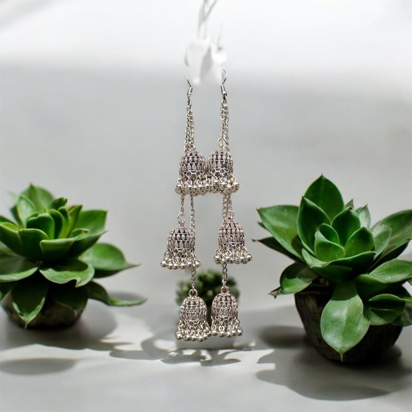 Triple Tier Jhumka Earrings