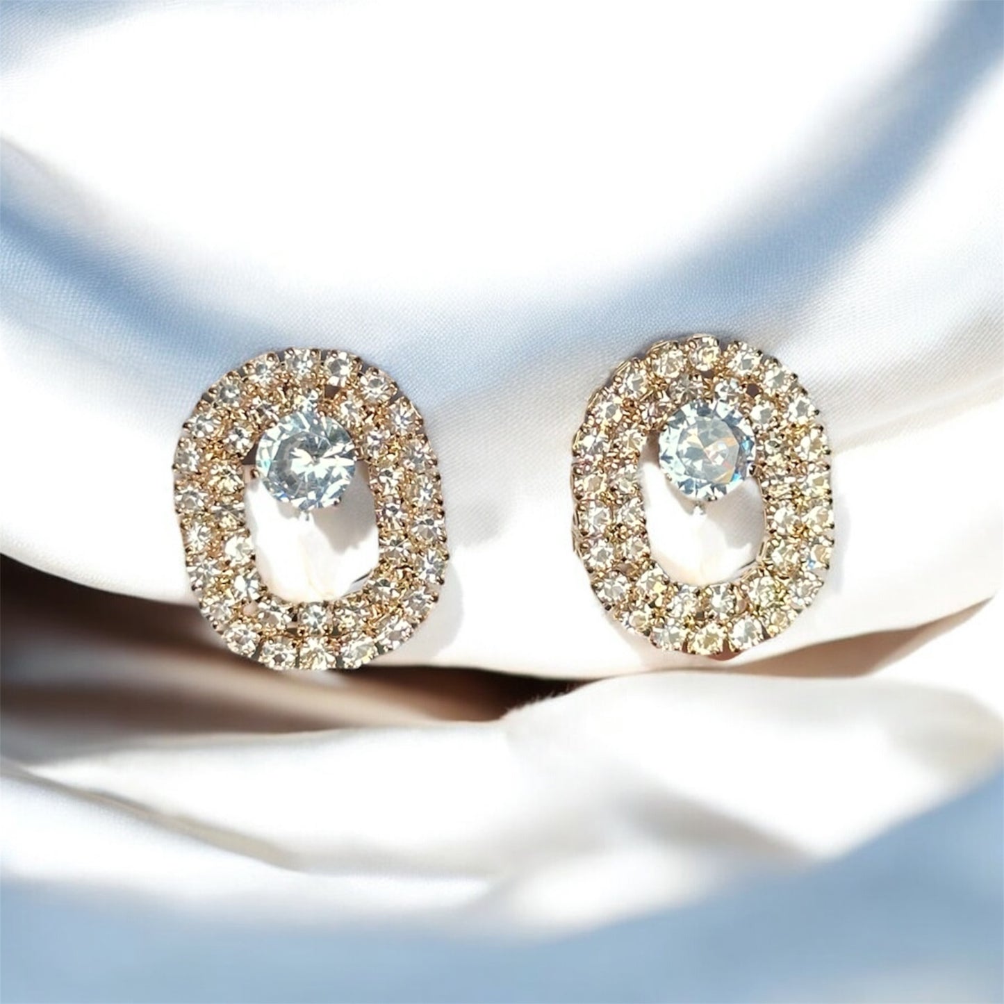 Luxury Oval Crystal Stud Earrings