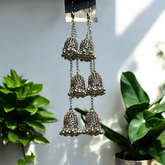 Triple Tier Jhumka Earrings